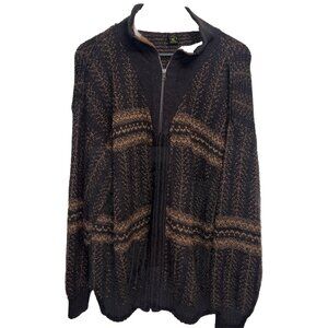 BABY ALPACA Front zipper Fisherman SWEATER Brown SZ M/L thick preppy nautical